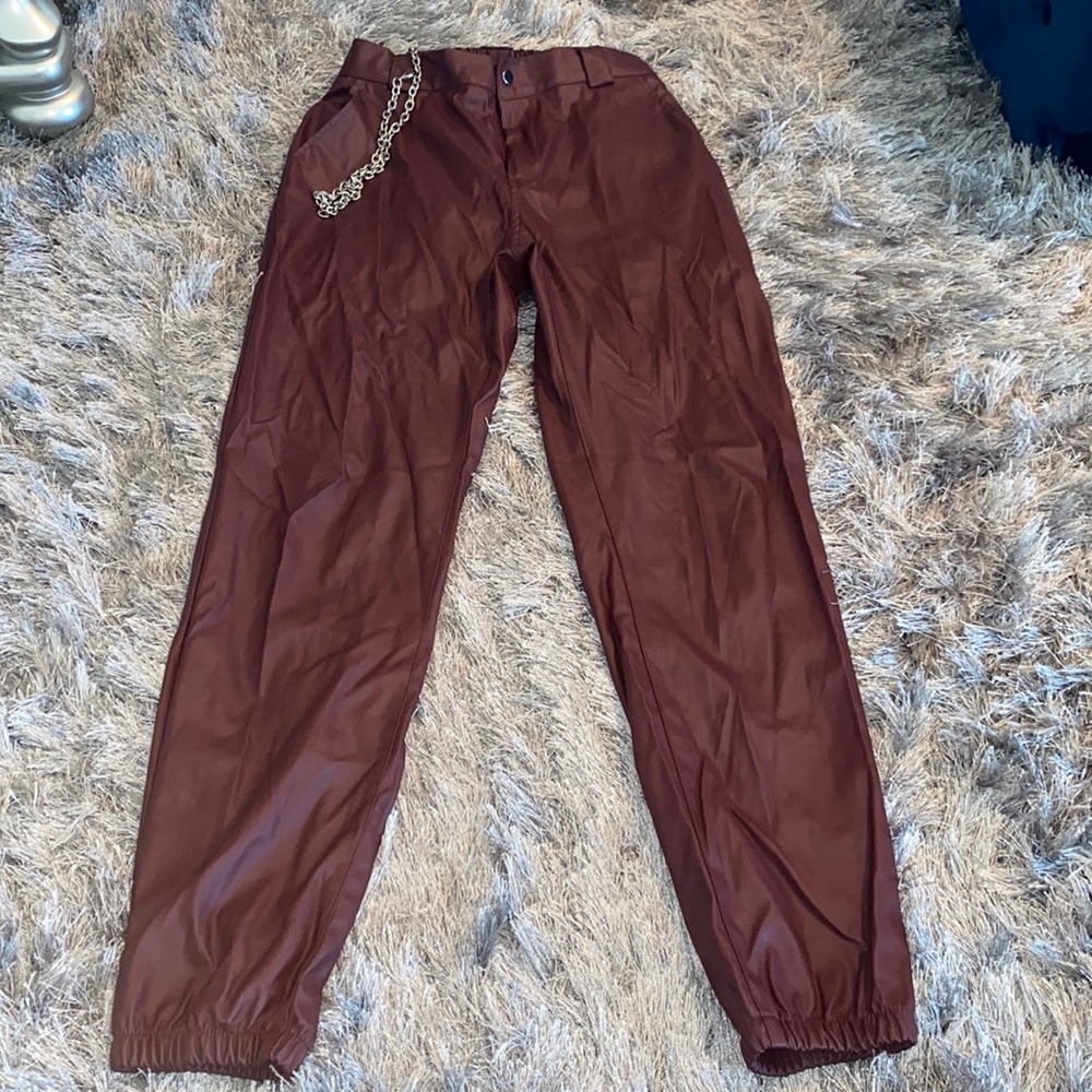 Faux leather pants
